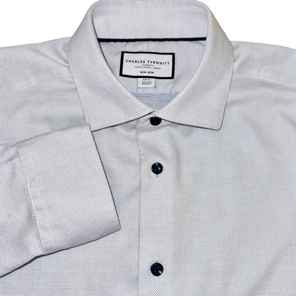 Charles Tyrwhitt Dress Shirt Mens 16 / 33 Slim Fit Non-Iron Cotton Casual